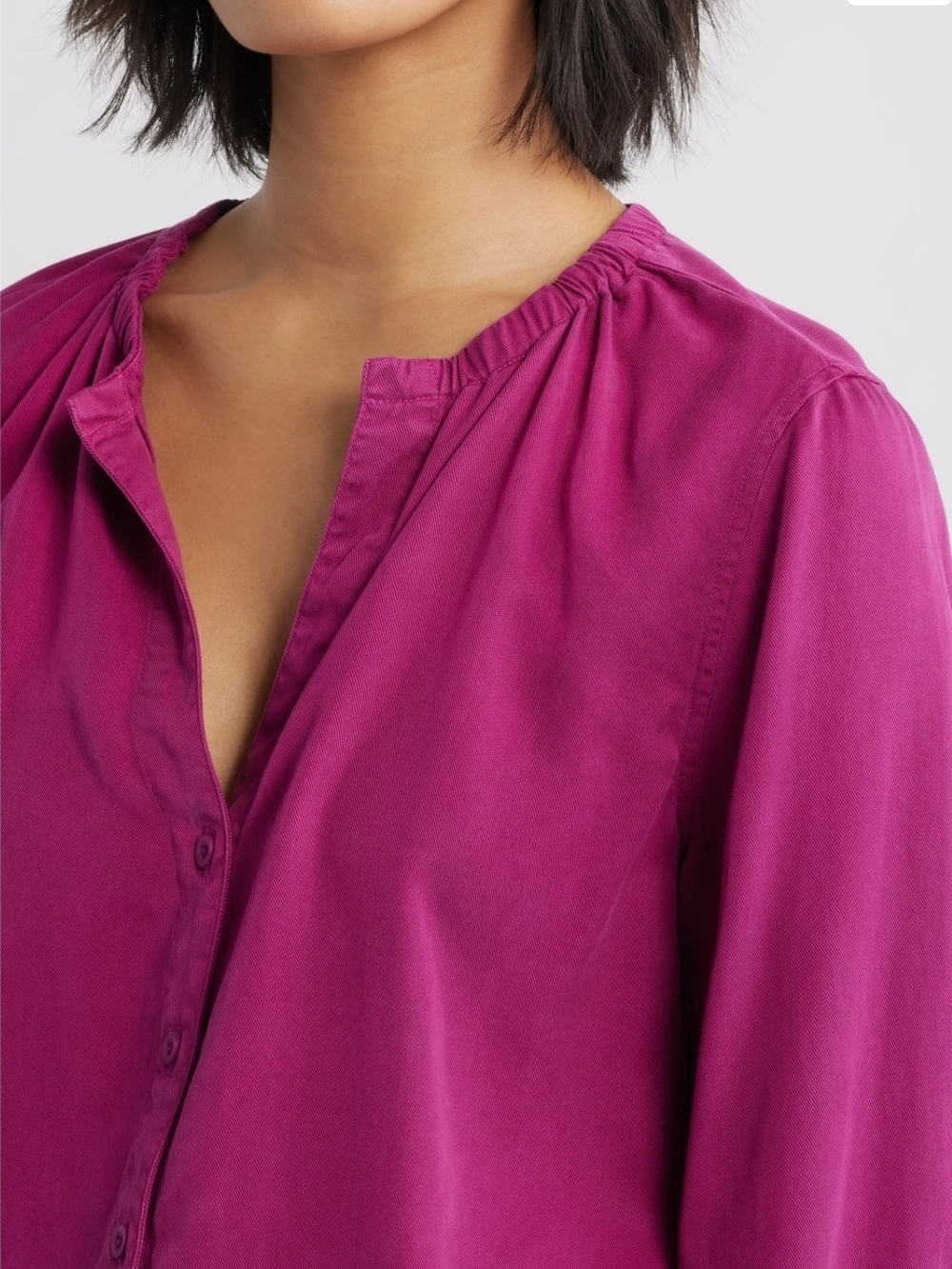 cloth & stone Magenta Gathered Button-Up ShirtCloth & Stone - Picture 4 of 13